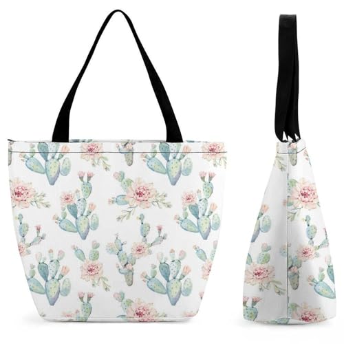 Sac à main fleur de cactus rose grand sac à bandoulière femme voyage shopping
