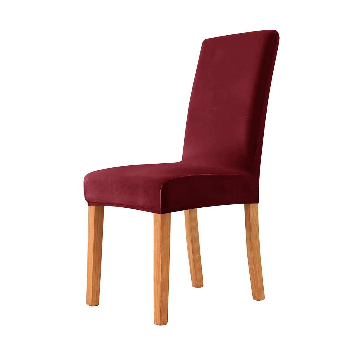 Housse de chaise velours bordeaux lot de 2 extensibles sans accoudoirs pour cuisine