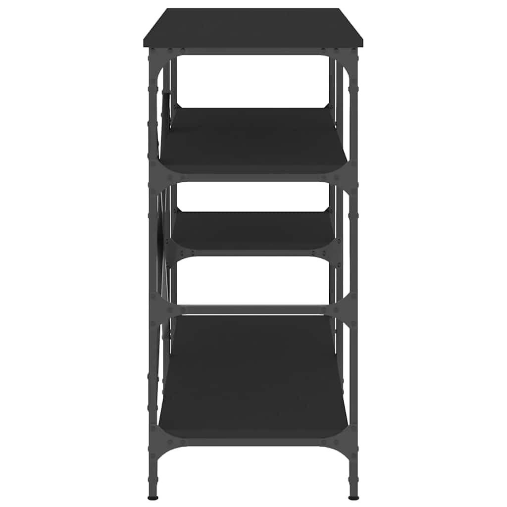 Bäckerregal Schwarz 90x40x84 cm Holzwerkstoff und Metall mit Ablagen, verstellbaren Füßen, Küchenregal für Arbeitsplatte, Aufbewahrung und Organisation von Kochbesteck und Küchenhelfern