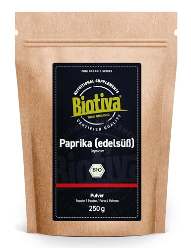 Biotiva Pimentón dulce orgánico molido 250 g - polvo de pimentón dulce húngaro - 100% calidad or