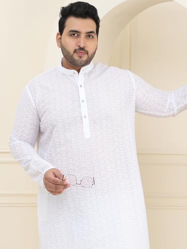 Image of SOJANYA Plus (Since 1958) Men's Silk Blend Embroidered Only Long Kurta
