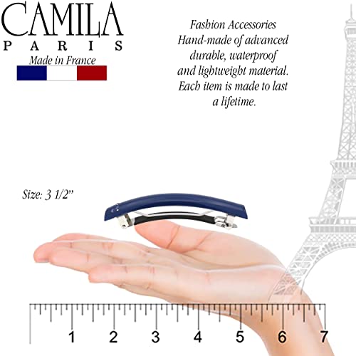 Camila Paris Cp3456 French Hair Barrette Clip For Girls Dark Blue, Rubberized Metal Clasp Strong Hold Grip Hair Clips For Women, No Slip Durable And Styling Girls Hair Accessories, Made In France #TOP2