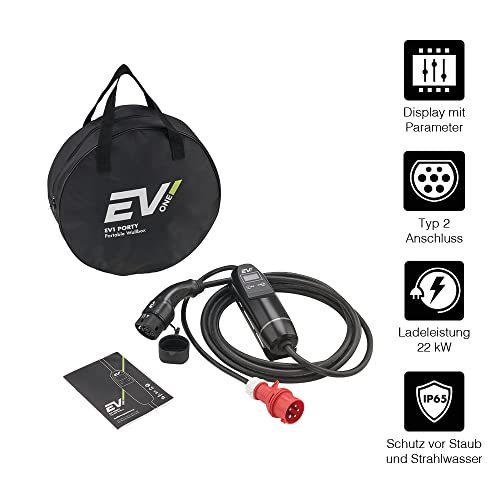 Mobile Wallbox 22 kW EV1 für Elektroautos mit 32A 3-Phasig
