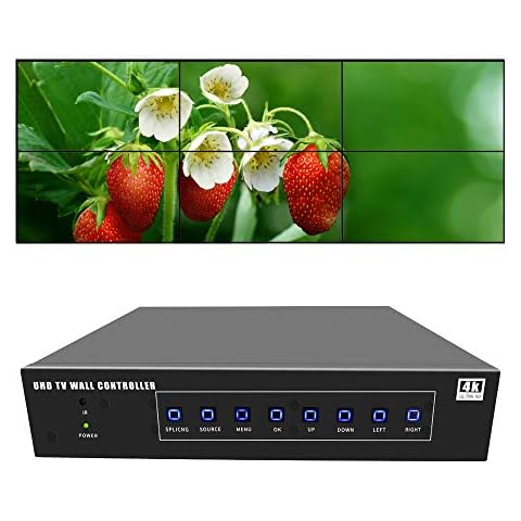 ISEEVY 6 Channel 4K60 UHD Video Wall Controller 2x3 3x2 UHD TV Wall Controller 4K for 6 TV Splicing Display Support 3840x2160@60Hz Inputs and Rotate 90 Degree for Portrait Mode Screens Cover