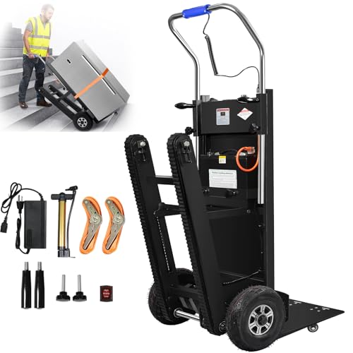 Electric Stair Climbing Dolly, 1250W Electric Stair Climbing Hand Truck, 900lbs Max Load Capacity, 3 Mode Folding Stair Climber Hand Trucks with Telescopic Handle for Moving (Black/Big Wheel)