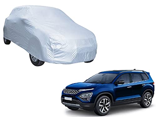 Image of Auto Hub Car Cover Compatible with Tata Safari (Model : 2021-Till Date) with Weather Proof, Triple Stitched, Safari Car Cover- Plain Silver
