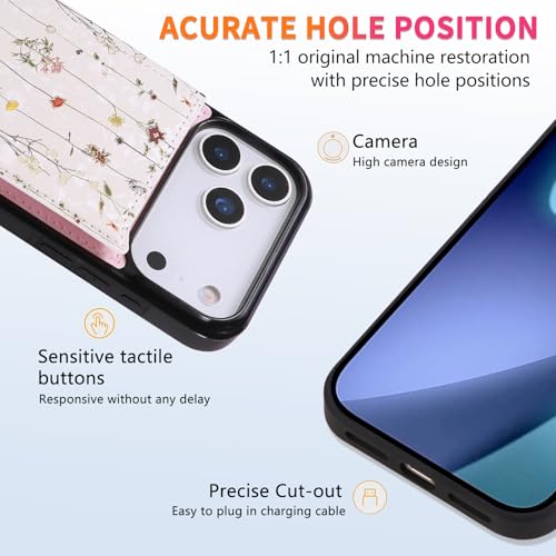 Coque cuir iPhone 17 Pro Fleur de luxe avec film de protection écran - 4