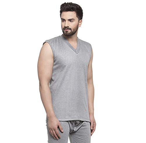 Image of UZARUS Men's Sleeveless Solid V Neck Thermal TOP