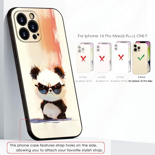 Cute Panda with Sunglasses for iPhone 16 pro max Case- Cartoon Soft Shockproof Cover for Girls & Women & boy & Men (B1- Cool Panda with Sunglasses)