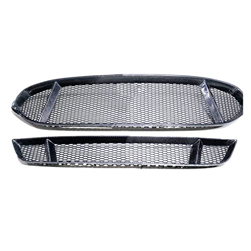 ANOSYS 2 Parrillas Delanteras compatibles con Ford Mondeo Fusion 2013-2016 de Fibra de Carbono Real for Coche en Forma de Panal Superior y amp;Cuerpo de Malla del capó del Parachoques Inferior