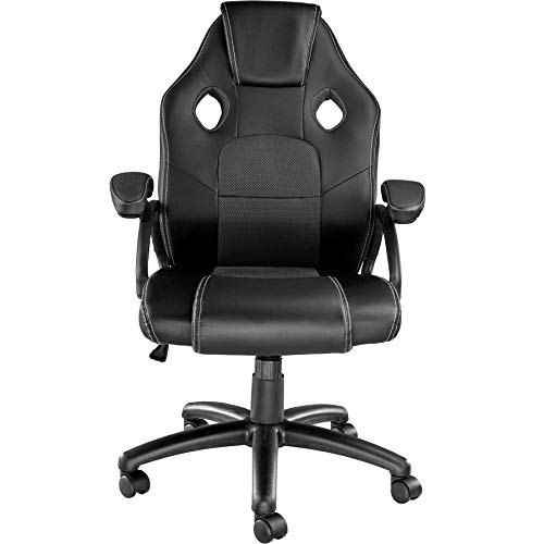 ® Sedia da Ufficio Ergonomica, Sedia Scrivania con Rotazione 360°, Imbottitura Confortevole, Rivestimento Similpelle, Poltrona Gaming con Altezza Regolabile, 5 Rotelle Doppie - Nero - Sedia gaming - Immagine 3