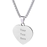 Caramel Custom Stainless Steel Pendant Necklace with Personalized Engraving 3 Shapes and 9 Chains to Choose (Metal Color & Heart Shape)