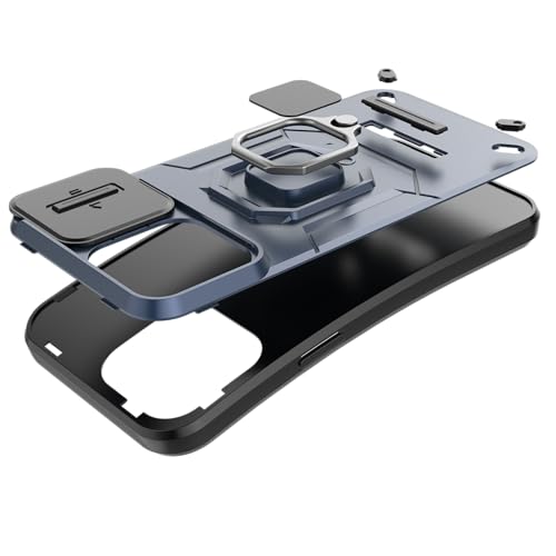 Image of CamShield Pro Case with Slide Camera Protection and 360 Protection Ring Stand Bumper Back Case Cover for iPhone 15 Pro (Blue)