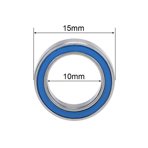 Uxcell A19101000UX0353 6700-2Rs Deep Groove Ball Bearings Z2 10Mm X 15Mm X 4Mm Double Sealed Chrome Steel Blue Cover 10Pcs thumb #3