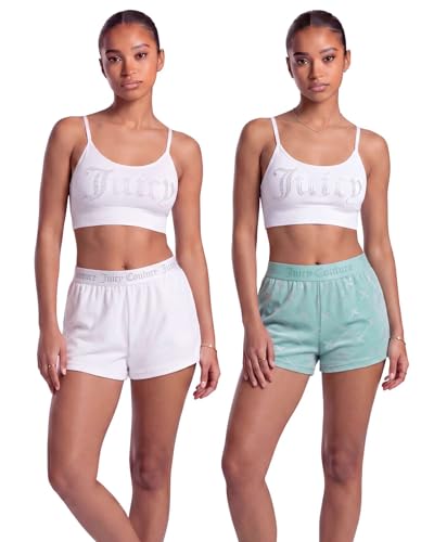 Image of Juicy Couture Women's Velvet Fleece Pajama Shorts, Designer Sleep and Lounge Shorts for Women