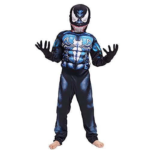 Plustrong Kids Boys Superhero Costumes Halloween 3D Venom Bodysuit for Kids Age 4-9 (M(5T-7T),venom)