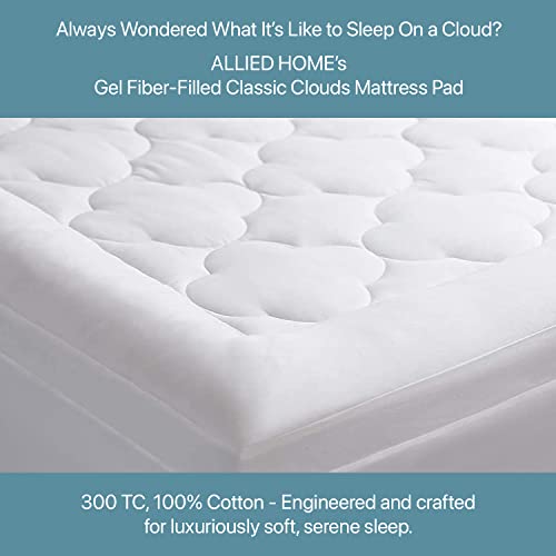 Allied Home Gel Fiber Filled Plush Mattress Topper - Mattress Cover For Feather Bed, 300Tc Cotton Hotel Mattress Topper - Down-Alternative Mattress Pad, Full Bed Mattress Topper - 54" X 75" X 2” #TOP1