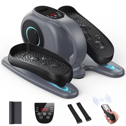 Image of Under Desk Elliptical, Ellipse Leg Exerciser for Seniors Adults Fully Assembled, Portable & Quiet Electric Seated Pedal Exerciser with 10 Adjustable Speed, Remote Control,Non-Slip Straps & Mat