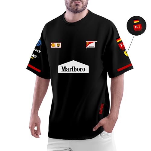 Image of Ferai-Scude Motorsport T-Shirt 100% Cotton Car Printed Tshirt for Car Enthusiast for Men & Women Black Tshirt