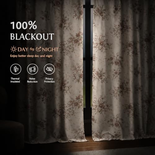 Image of STITCHNEST 'Whispering Gardens Series' Premium Heavy Polyester 100% Blackout Curtains 7 Feet Long Set of 2 | Door Curtain 7 Feet x 4 Feet | Perfect for Home Decor