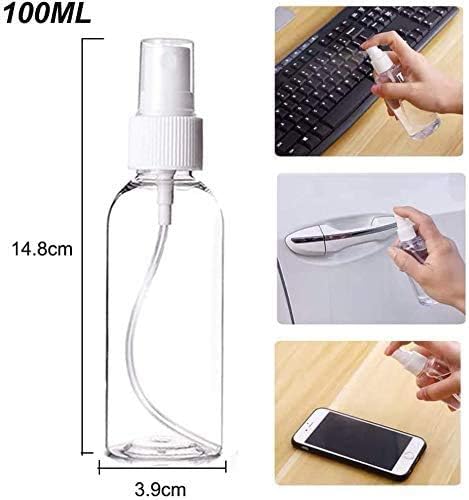 24 Pack 100ml Spray Bottles Plastic Atomiser Spray Bottle Clear Empty Fine Mist Atomiser Bottle Small Refillable Liquid Containers for Cleaning, Alcohol disinfection, Travel, Essential Oils, Perfumes