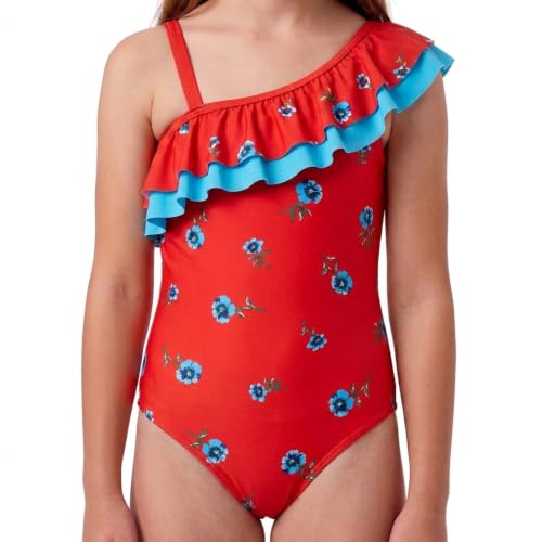 Image of Kanu Surf Girls Morgan Floral Ruffle 1-Shoulder 1-piece Swimsuit