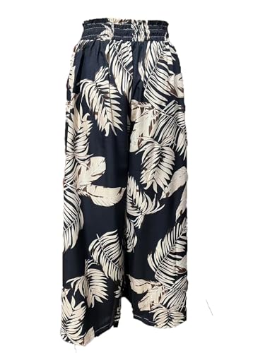 TIAFORD Womens Floral Printed Wide Leg Palazzo Pants Elastic High Waisted Casual Lounge Boho Trousers with Pockets3