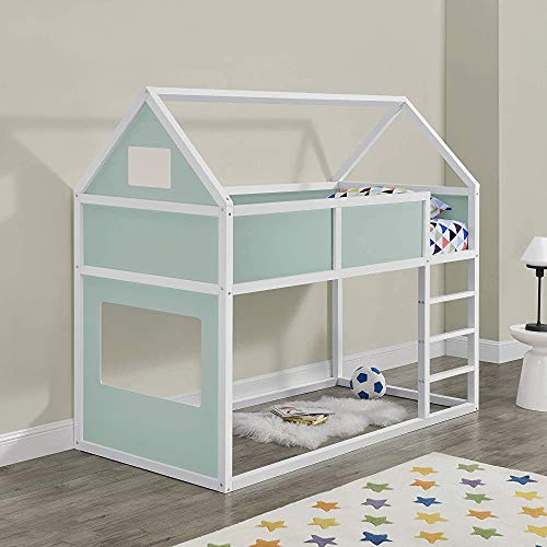 Exterior de la casa hecha de literas niños adolescentes cama alta con escalera de 90x200cm con cama de lamas casa de madera del marco,Green