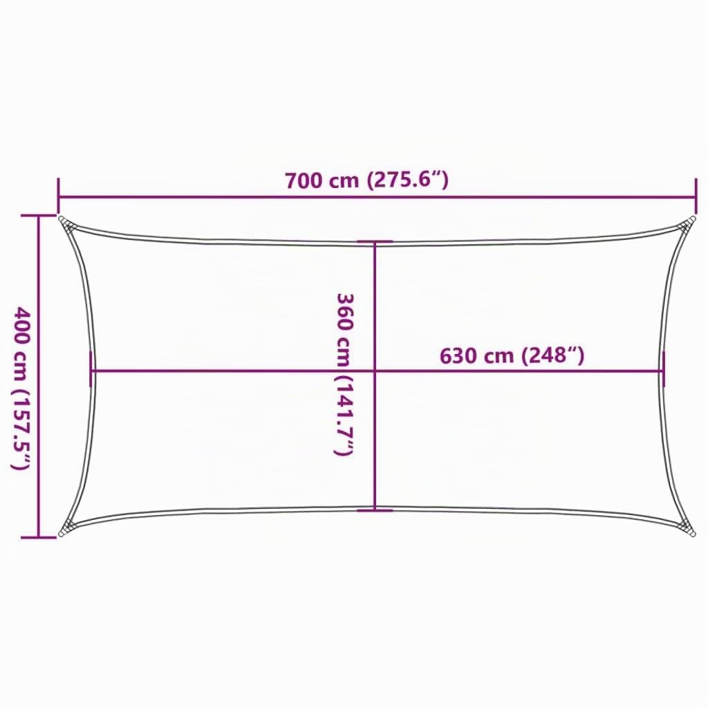 vidaXL Vela Parasole 160 g/m² Rettangolare Sabbia 4x7 m in HDPE, vela ombreggiante, ombra da patio, tettoia ombreggiante, vela da giardino, tettoia