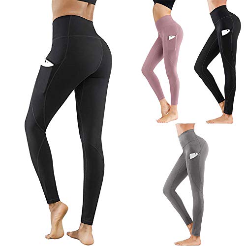 XWU Calças de ioga, collants de treino Leggings de treino confortáveis para mulheres com bolsos, leg