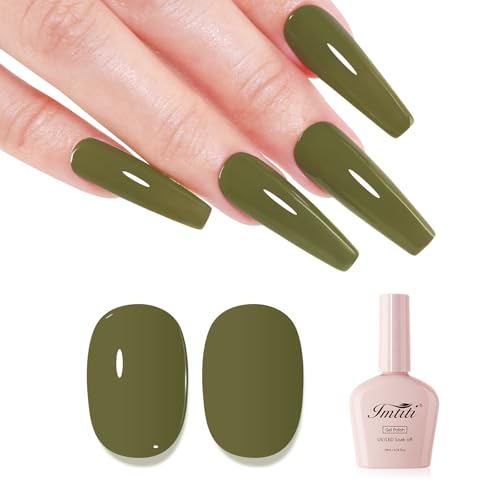 Imtiti Esmalte de uñas de gel verde, esmalte de gel verde oliva, otoño, invierno, secado UV, LED, alto brillo, diseño DIY 10 ml