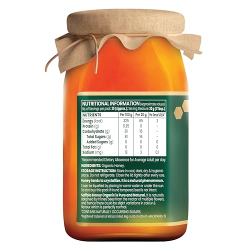 Image of Saffola Wild Forest Organic Honey, 500g, 100% Pure Wild Forest Organic Honey (Pack of 3)