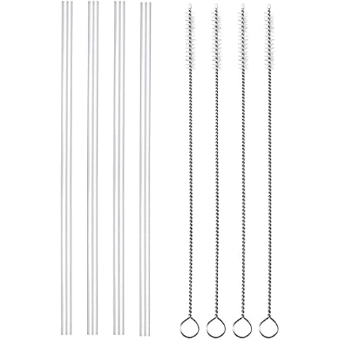 4 PCS Wide Mouth Straw Lid Replacement Straws Compatible with Hydro Flask and Most Wide Mouth Straw Lids [4 Straws + 4 Cleaning Brushes] BPA Free Cover