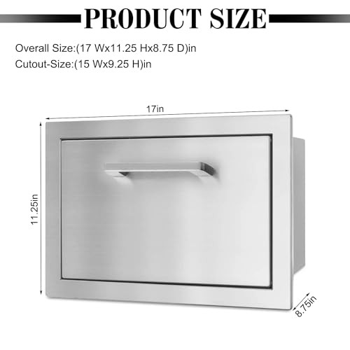 Image of Outdoor Kitchen Paper Towel Holder Drawers,17 inch W x 11.25 inch H x 8.75 inch D Stainless Steel BBQ Drawer Works with Your Grilling or Prep Zones for Easy & Quick Clean up