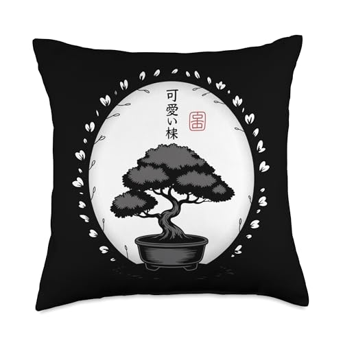 Minimalist Calm Zen Garden - Classic Kawaii Bonsai Throw Pillow