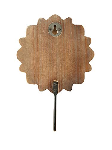 Dwellington Wall Mounted Coat Rack White Distressed Wood Hanging Hooks, Farmhouse Carved Flower Wall Hooks #TOP1