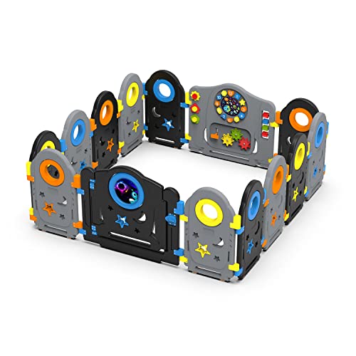 Parque infantil de bebé gris, negro, 14...