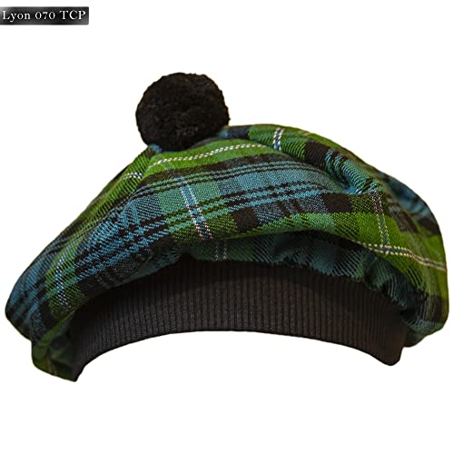 Image of Scottish Tam O' Shanter Hat Tartan Bonnet Pom Pom Wool Flat Cap One Size