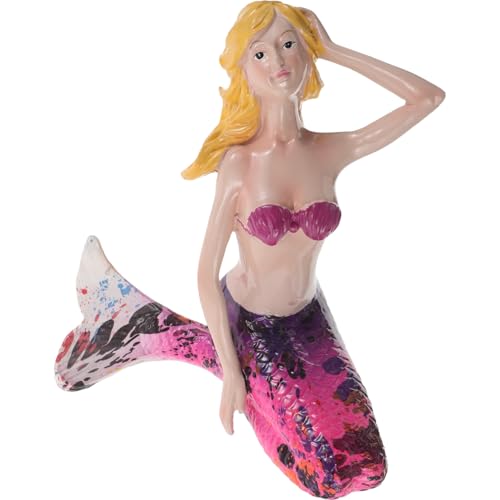 UPKOCH Estatua de Sirena de Resina Resistente Intemperie Decoración de Jardín y Piscina en Tonos Degradados Rosa y Morado Figura para Acuario y Centro de Mesa Temática Costera para