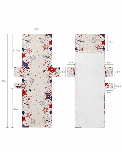 Red Blue Star 4th of July Beach Lounge Chair Towel Cover, Soft Chaise Lounge Towel with Side Pockets Patio Pool Chairs Cover for Beach/Pool Sunbathing 29x85 Independence Day Fireworks Rustic