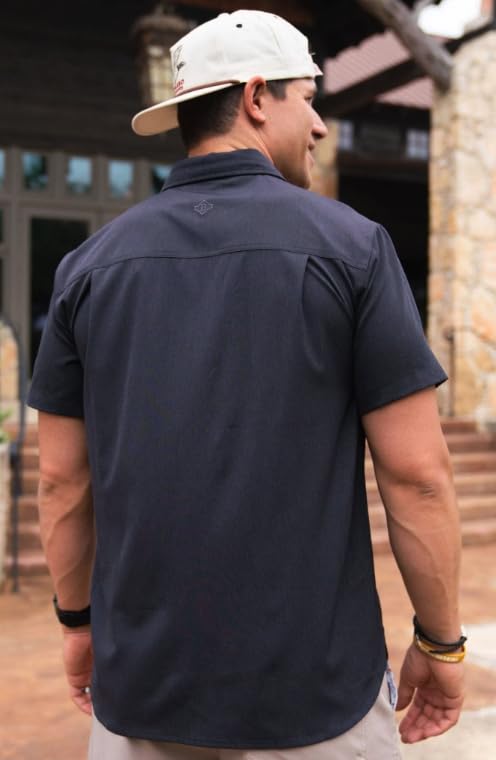 Camo White Short Sleeve Performance Woven Button Down by Burlebo3