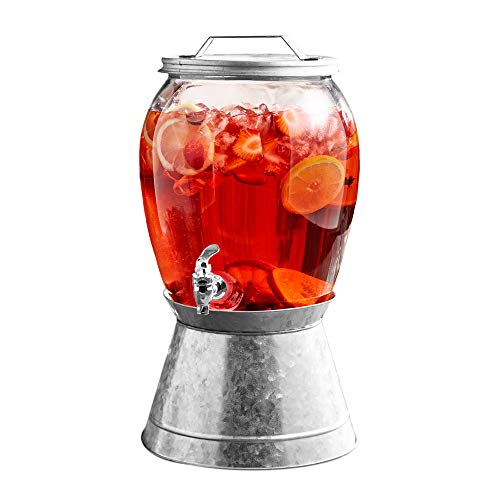 Style Setter Beverage Dispenser Cold Drink Dispenser Glass Jug, Metal Stand & Leak-Proof Acrylic Spigot Great for Parties, Weddings & More (Jaxon)