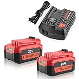 Powilling 2Pack 20V 6.5Ah Replacement V20 Craftsman 20V Lithium Battery and Charger Kit for CMCB204 CMCB206 CMCB201 CMCB100 CMCB124 with Craftsman 20Volt Battery Charger