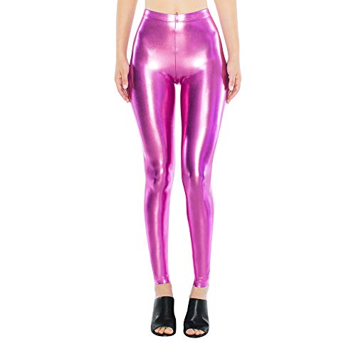 American Apparel Women's Metallic Legging, Fuchsia, Medium