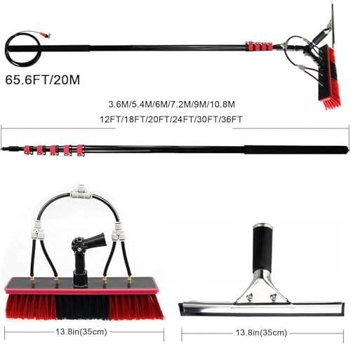 Kit de perche alimentée en eau avec brosse télescopique extensible pour vitrages