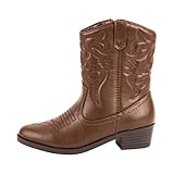 Kassie Daniela ~ Andie ~ Kids Western Cowboy Stitched Pointe Toe Low Heel Ankle Mid Shaft Fashion Gi
