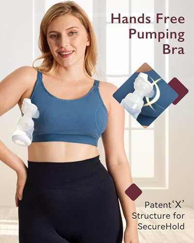 Image of Momcozy Hands Free Pumping Bra, Adjustable Breast-Pumps Holding and Nursing Bra, Pumping & Nursing Bra in One