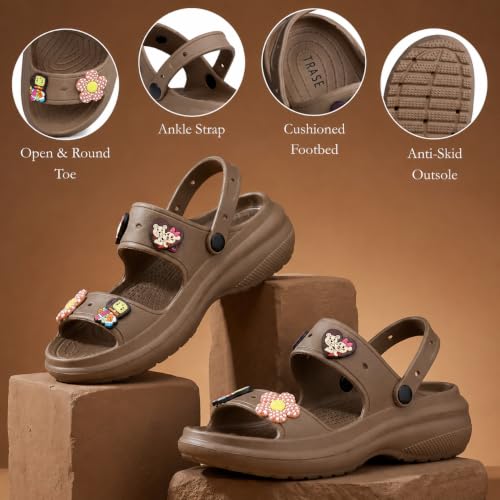 Image of TRASE Double Strap Clogs Sandals for Women | Daily Use Slippers with Adjustable Back Strap | Comfortable Lightweight Waterproof Anti Skid Casual Flip Flops