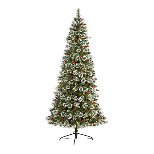 8Ft. Frosted Swiss Pine Artificial Christmas Tree With 550 Clear Led Lights And Berries #TOP28