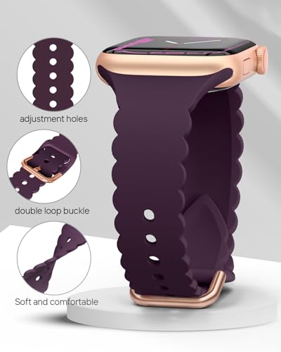 Sunnywoo Lace Sport Silicone Band Compatible with Apple Watch 38mm 40mm 41mm 42mm 44mm 45mm 46mm 49mm for Women, Soft Wristband Waterproof Replacement for iWatch Series Ultra 10 9 8 SE 7 6 5 4 3 2 1